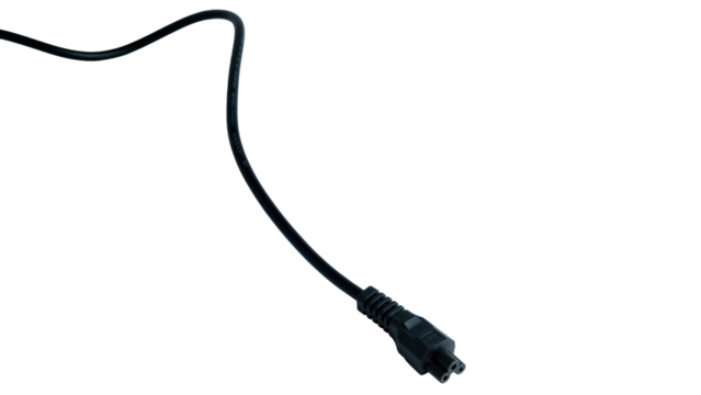 Black Power Cable With Three-Pin Connector Isolated On White Background For Tech And Hardware Use