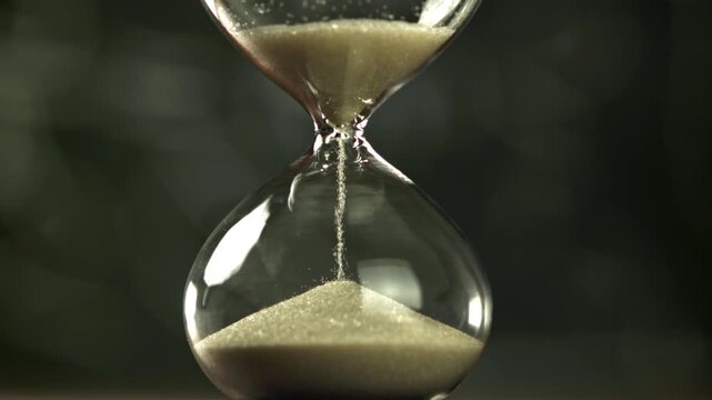 Super slow motion sand fall in the hourglass. Filmed on a high-speed camera at 1000 fps. High quality FullHD footage