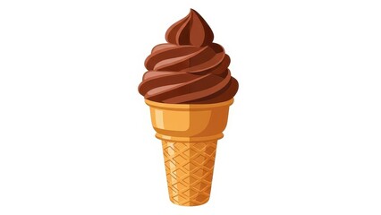 Delicious Chocolate Soft Serve Ice Cream Cone.
