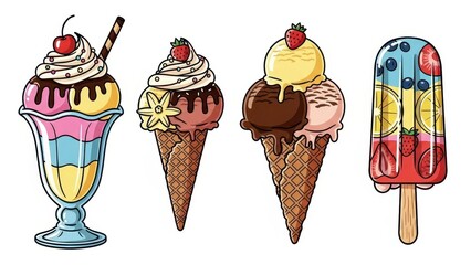 Delicious Assortment of Ice Cream Treats and Popsicle.