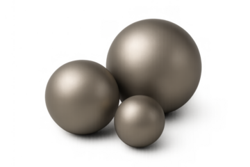 Metallic sphere group on transparent background illustrating proportion, growth, and 3d rendering concepts