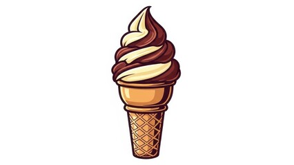 Delicious Swirl Soft Serve Ice Cream Cone.