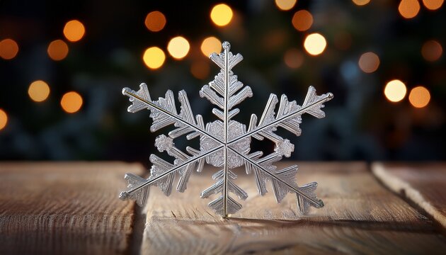 a snowflake is on a table