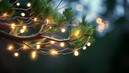a tree branch with lights on it
