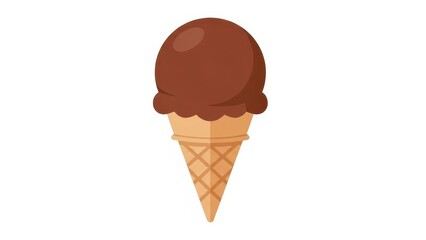A Delicious Chocolate Ice Cream Cone on a White Background.