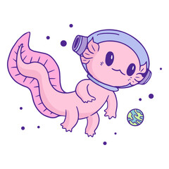Axolotl cute astronaut