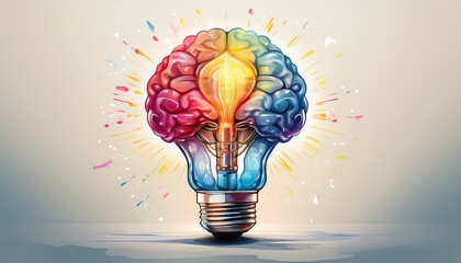 brain power lightbulb idea innovation creative thinking intelligence concept inspiration knowledge learning on white background