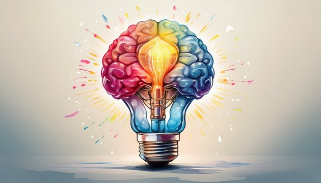 brain power lightbulb idea innovation creative thinking intelligence concept inspiration knowledge learning on white background