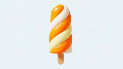Swirled Orange and Vanilla Ice Cream Bar on a Stick.