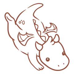 Fototapeta premium Baby dragon kawaii stroke