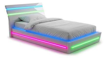 Modern platform bed frame with led lights white finish contemporary bedroom furniture design ideas