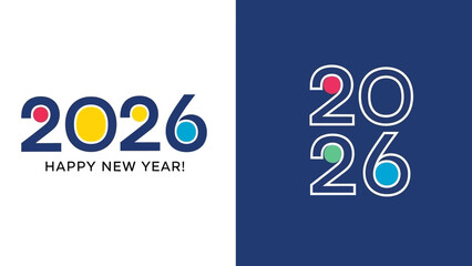 Creative 2026 Happy New Year logo design collection. Colorful modern vector typography for holiday celebration banners and greeting cards © John