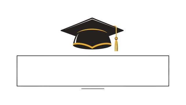 Academic achievement design template for the graduating class of 2026, featuring a mortarboard hat over a blank banner for personalized text