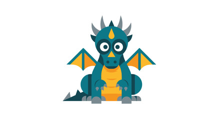 Cartoon dragon with horns and wings