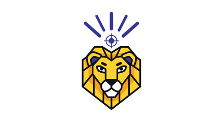 Geometric lion head logo with target above