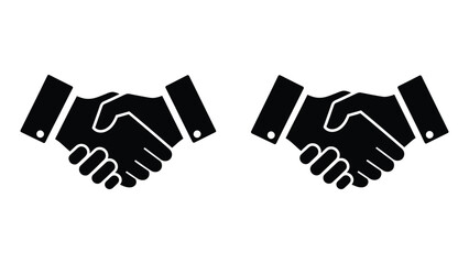 Fototapeta premium Two black silhouette handshake icons representing agreement and partnership