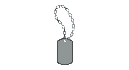 Metal dog tag hangs on chain