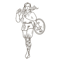 Viking woman warrior simple nordic people