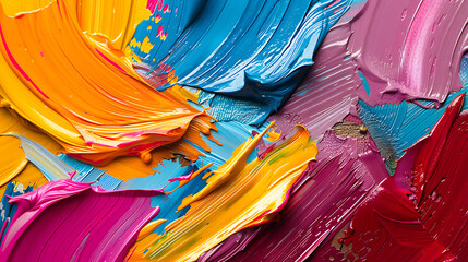 Colorful oil paint brushstrokes close-up background