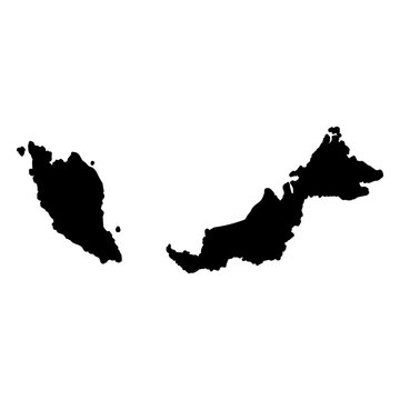 A silhouette of the map of Malaysia