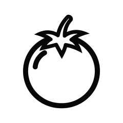 Outline icon illustration of fresh whole tomato vegetable on white background