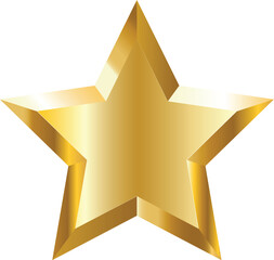 Golden 3D Star Icon on White Background