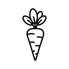Illustration of healthy carrot with green leaves for balanced dieting and cooking