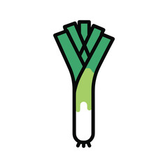 Leek colorful vector icon Healthy food ingredient flat illustration Isolated design on white background