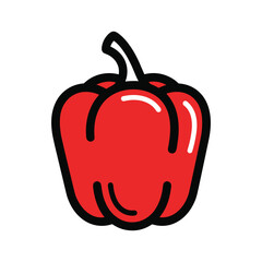 Red bell pepper vector with juicy fruit featuring fresh produce for nutrition and healthy lifestyle