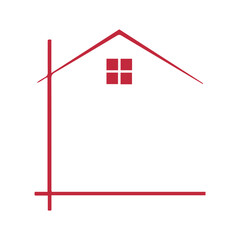 Minimal construction line art house logo designed for architects, builders, real estate developers, and home improvement services. Clean geometric outline symbol