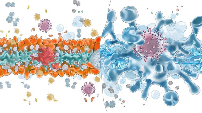 World Leprosy Day: Scientific illustration depicting antibiotic mechanism against Mycobacterium leprae, dapsone and rifampicin molecular action, cellular target sites highlighted