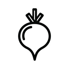 Outline illustration of beetroot with leaves for healthy eating and cooking concept