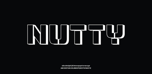 Abstract modern round alphabet fonts. Typography technology vector illustration
