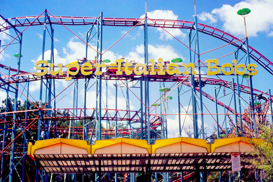 Addison, IL, USA - June 14, 1974: Adventureland was an amusement park that operated from 1961 to 1977. Old film slide.