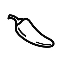 Simple illustration of jalapeno pepper with black outline isolated on white background
