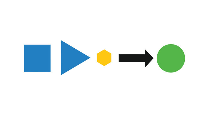 Simple flowchart with geometric shapes connected by an arrow