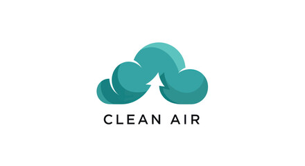 Clean air concept teal cloud with an upward arrow inside