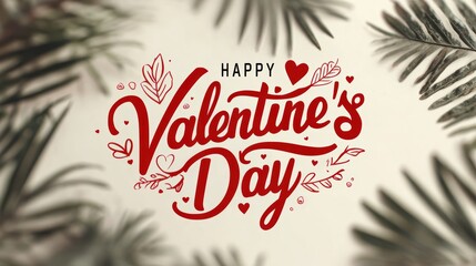 Happy Valentine's Day greeting with red hearts and floral design