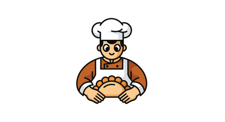 Cartoon cook holding a pastry