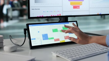 Data Analyst Checking Busy Schedule With Online Meetings And Appointments