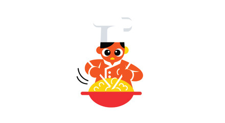 Cartoon chef stirring food