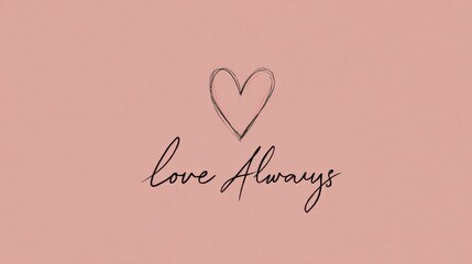 Romantic heart illustration with the words "love always" on a pink background
