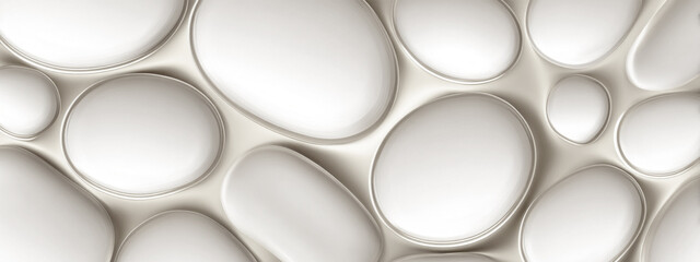 Graceful, smooth shapes interlock to form a calming pattern on a light background, evoking peacefulness and artistic creativity in contemporary art. Cloud Dancer Color of the Year