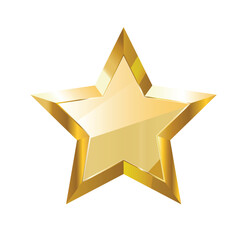 Radiant golden three dimensional star shines against a crisp white background