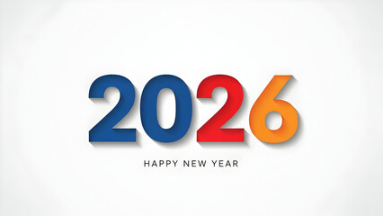 Colorful bold numbers representing the year 2026 with happy new year text