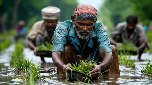 rice harvest, indian farmers video