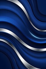 Obraz premium Elegant Blue Metallic Wave Abstract Background with Smooth Curved Lines
