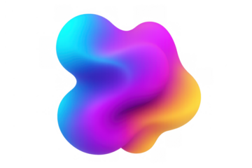 Colorful liquid gradient blob on transparent background abstract 3d shape generating fluid design element