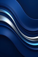 Fototapeta premium Elegant Blue Metallic Wave Abstract Background with Smooth Curved Lines
