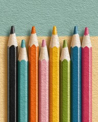 Colorful pencil arrangement for creative tasks.